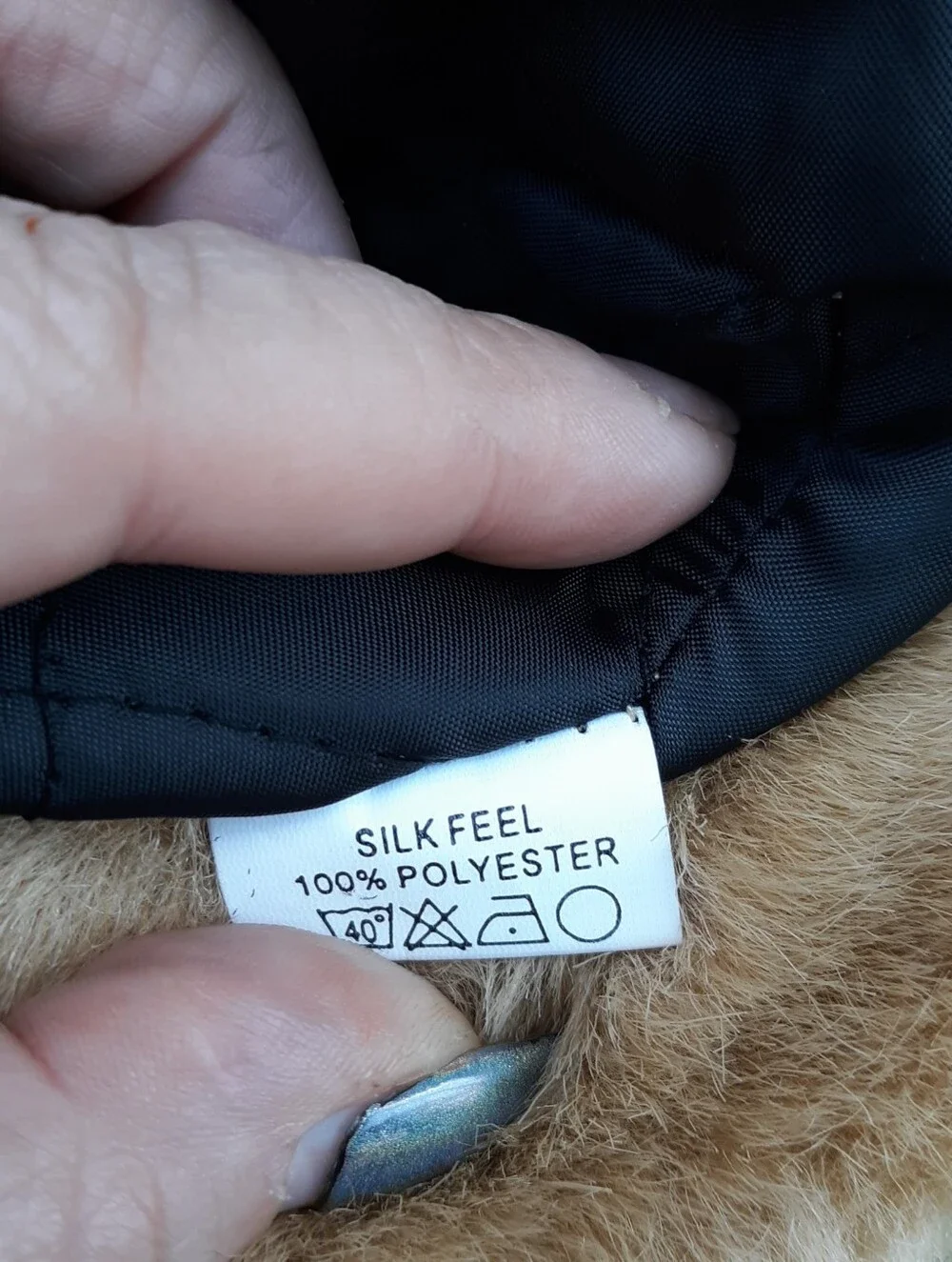 Vintage Style Black Faux Fur Bucket Hat Quilted Silk Feel Lining One Size